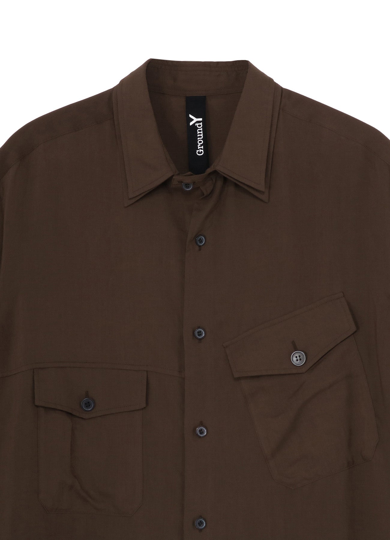 CELLULOSE LAWN DOUBLE COLLAR SLANTED POCKET SHIRT