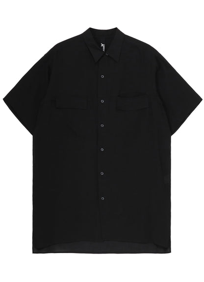 CELLULOSE LAWN PARALLEL PANEL FLAP SHORT SLEEVED SHIRT