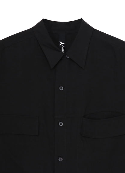 CELLULOSE LAWN PARALLEL PANEL FLAP SHORT SLEEVED SHIRT