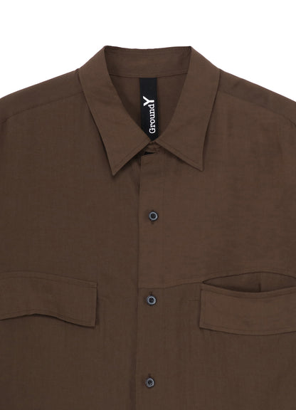 CELLULOSE LAWN PARALLEL PANEL FLAP SHORT SLEEVED SHIRT