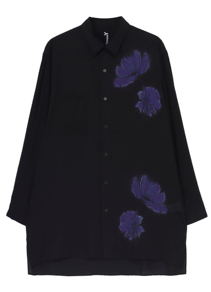 FLORAL PRINT DOUBLE COLLAR SLANTED POCKET SHIRT