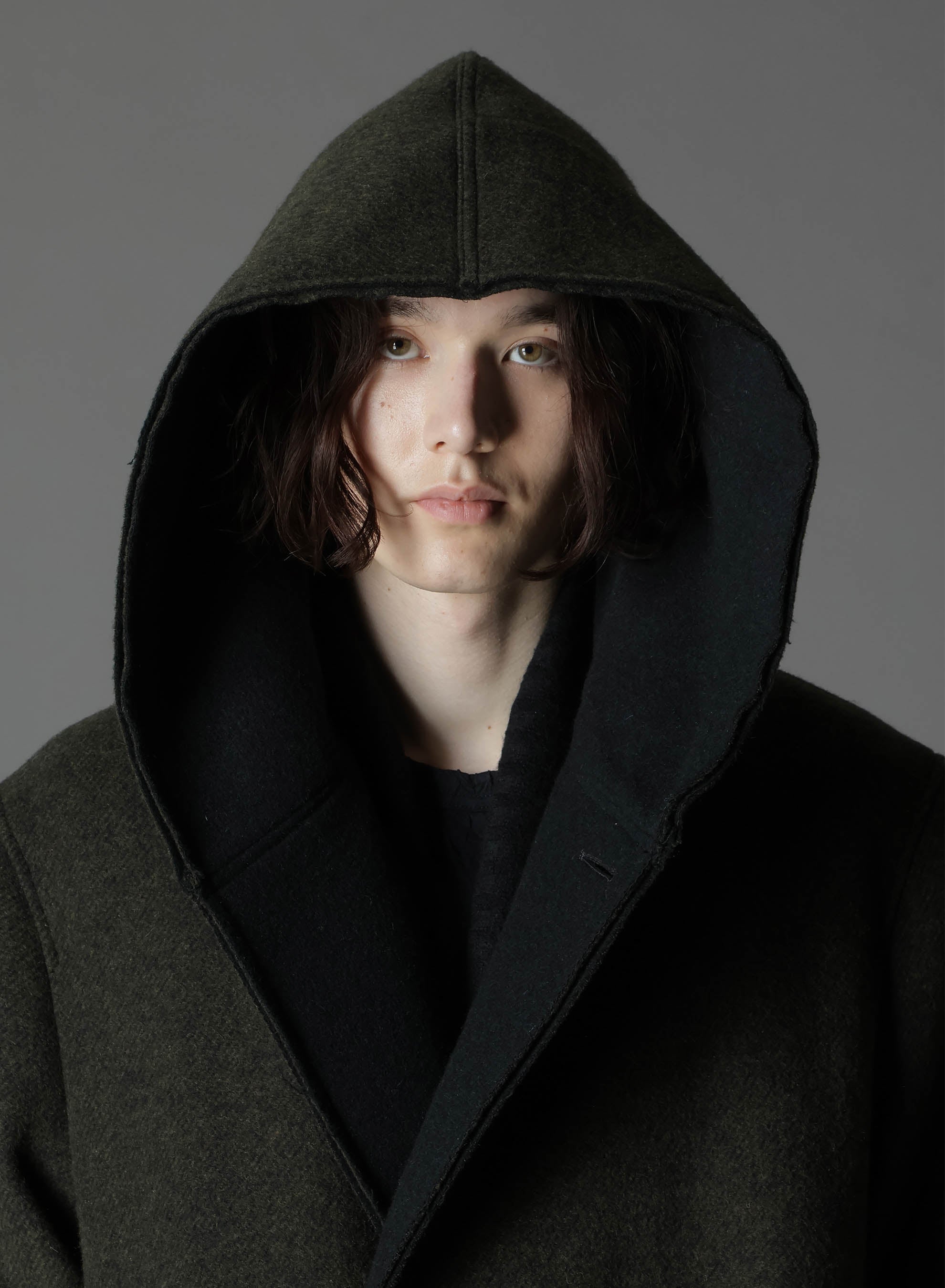 DOUBLE WEAVE MELTON UNRRIMMED HOODED COAT – THE SHOP YOHJI YAMAMOTO