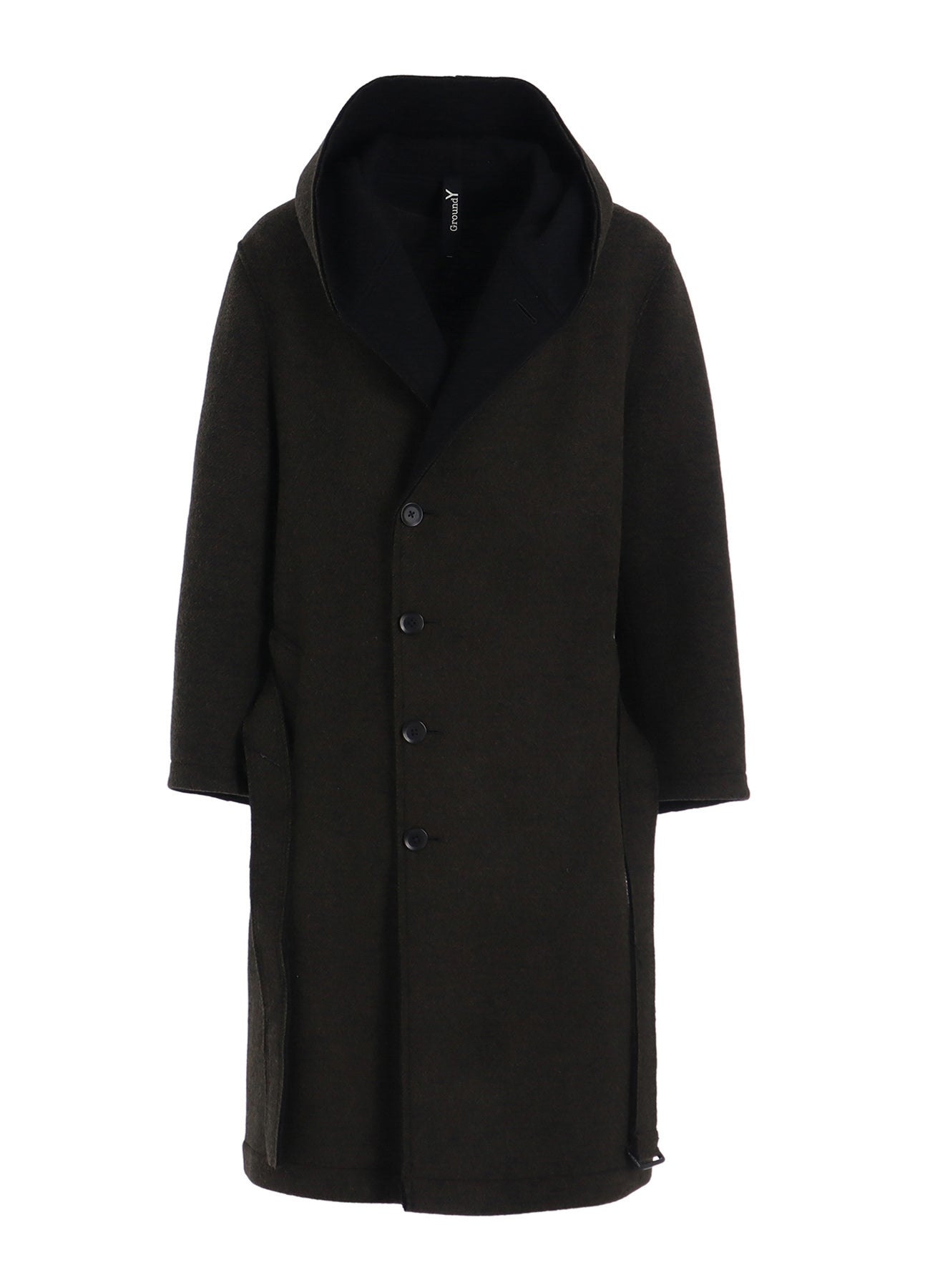 DOUBLE WEAVE MELTON UNRRIMMED HOODED COAT