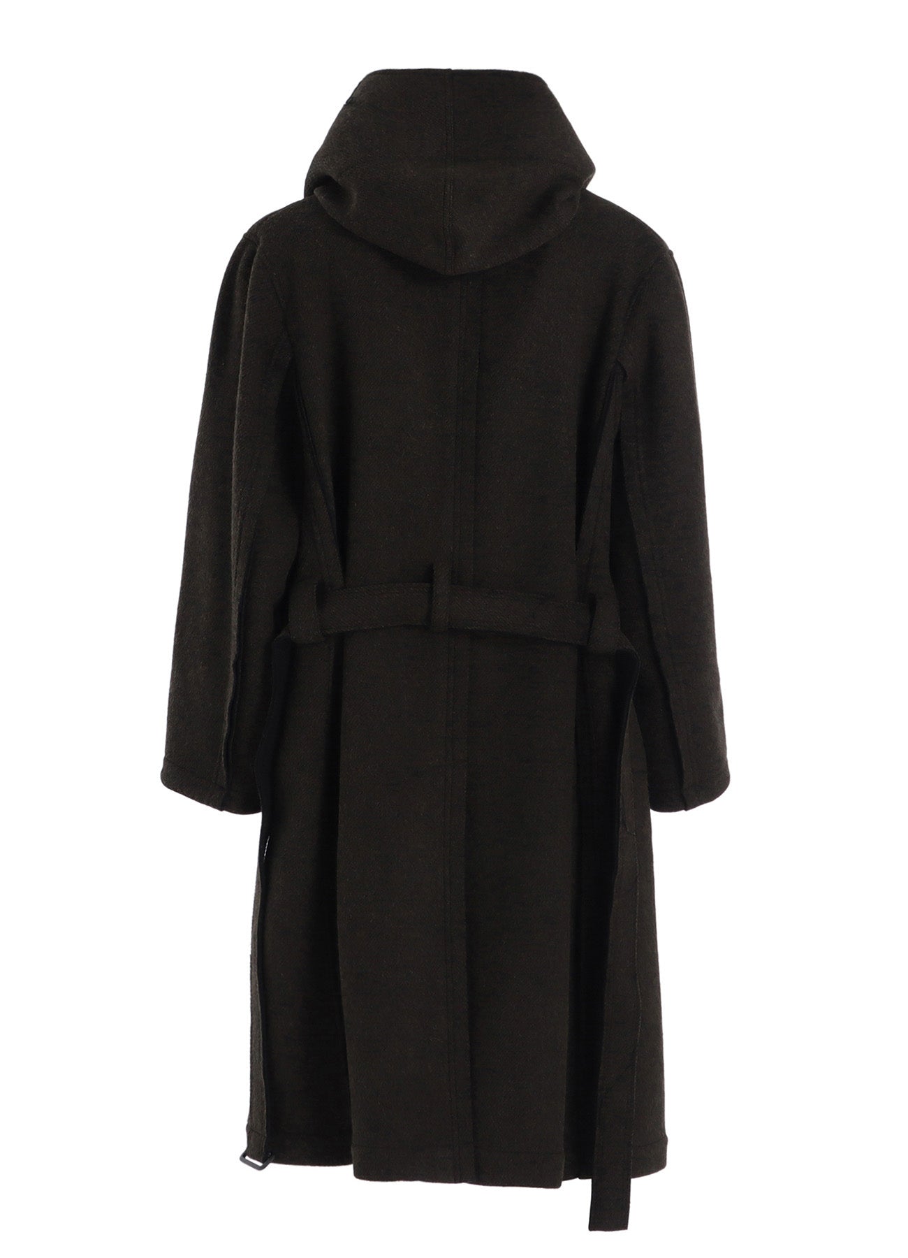 DOUBLE WEAVE MELTON UNRRIMMED HOODED COAT