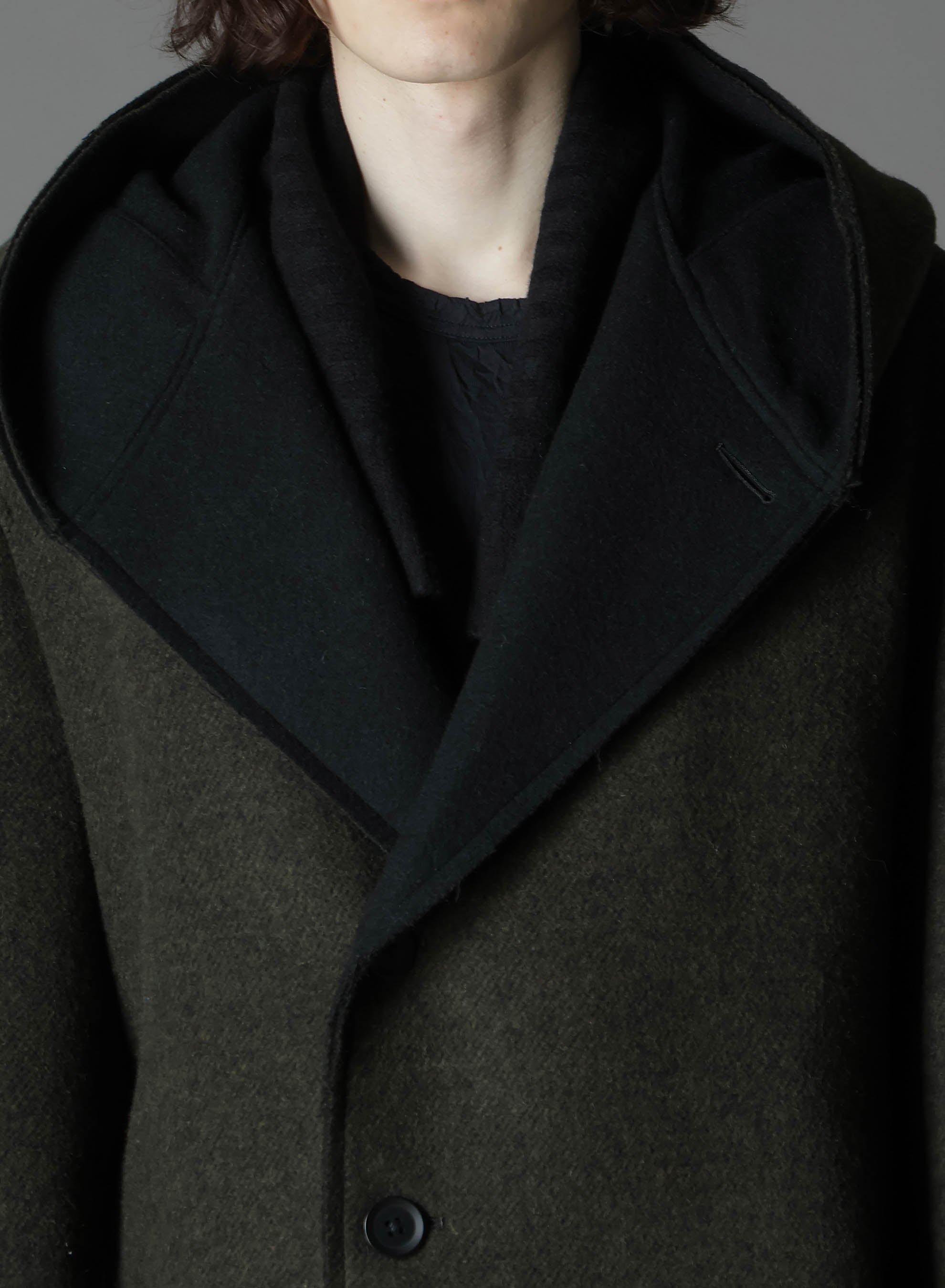 DOUBLE WEAVE MELTON UNRRIMMED HOODED COAT – THE SHOP YOHJI YAMAMOTO