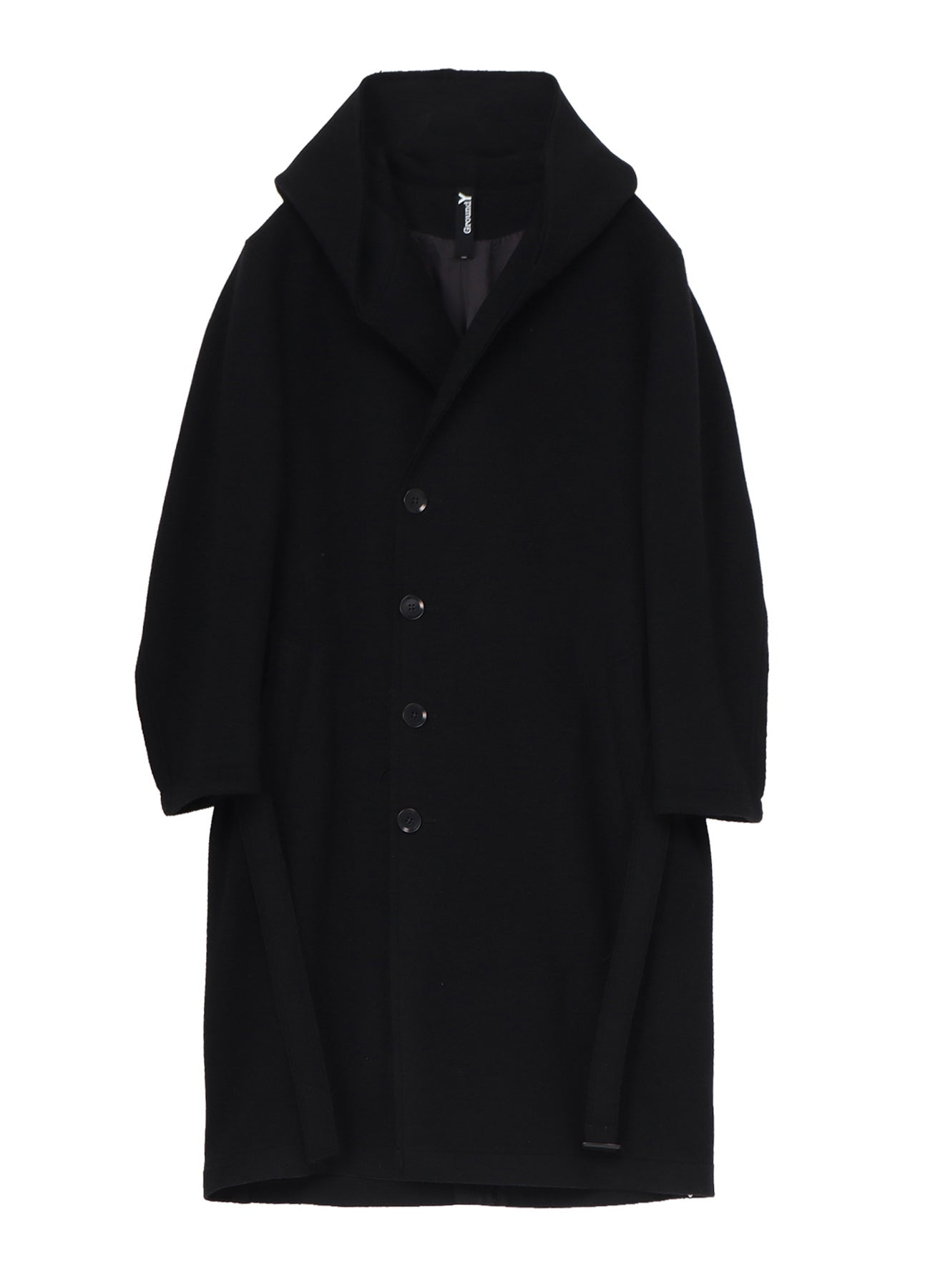 DOUBLE WEAVE MELTON UNRRIMMED HOODED COAT