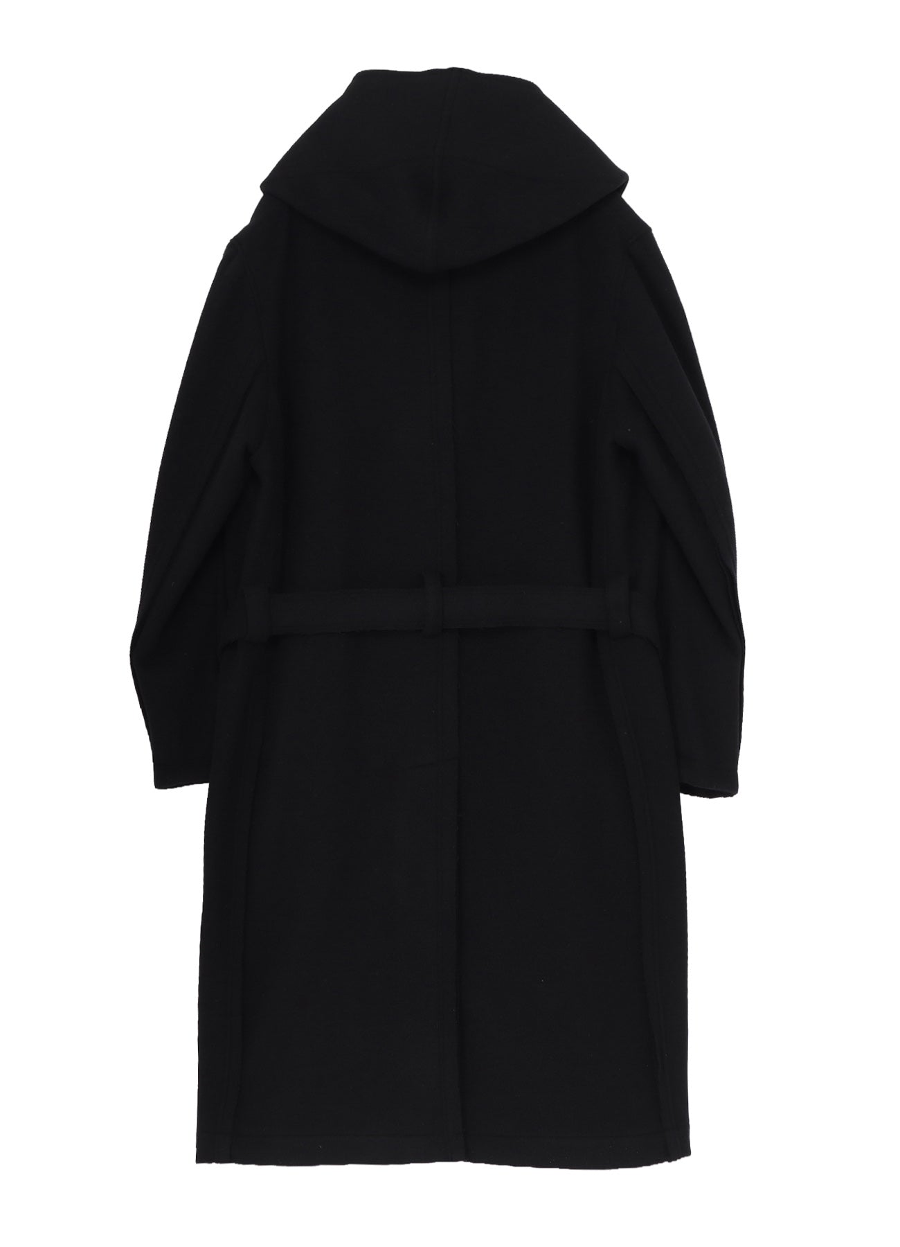 DOUBLE WEAVE MELTON UNRRIMMED HOODED COAT