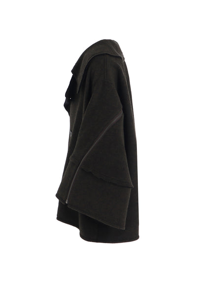 DOUBLE WEAVE MELTON SHORT LENGTH BIG SLEEVE DOUBLE COAT