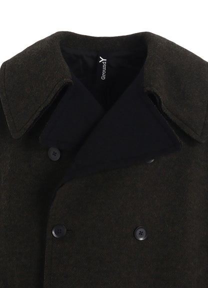 DOUBLE WEAVE MELTON SHORT LENGTH BIG SLEEVE DOUBLE COAT