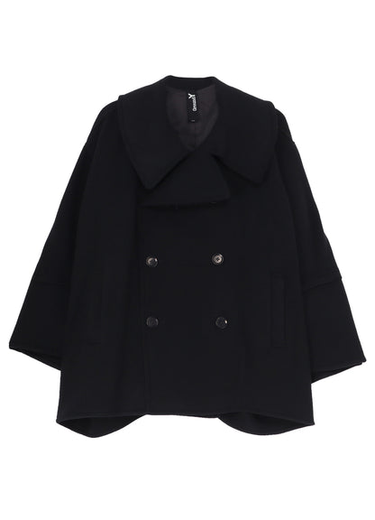 DOUBLE WEAVE MELTON SHORT LENGTH BIG SLEEVE DOUBLE COAT