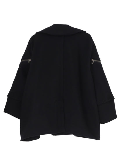 DOUBLE WEAVE MELTON SHORT LENGTH BIG SLEEVE DOUBLE COAT