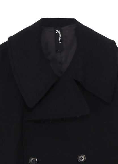 DOUBLE WEAVE MELTON SHORT LENGTH BIG SLEEVE DOUBLE COAT