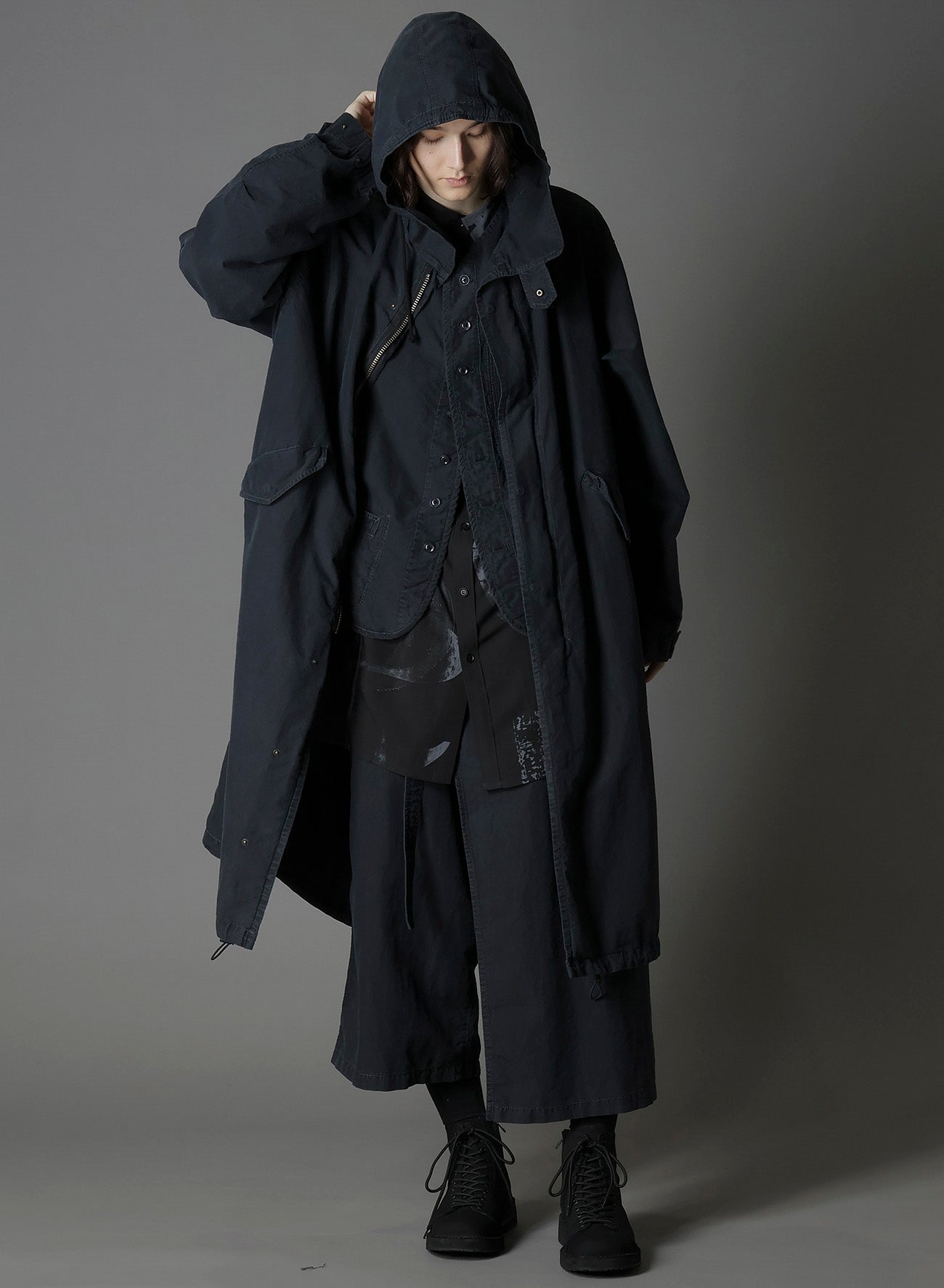 C/NY SULFUR DYEING STONE WASH BIO HOODED MODS COAT