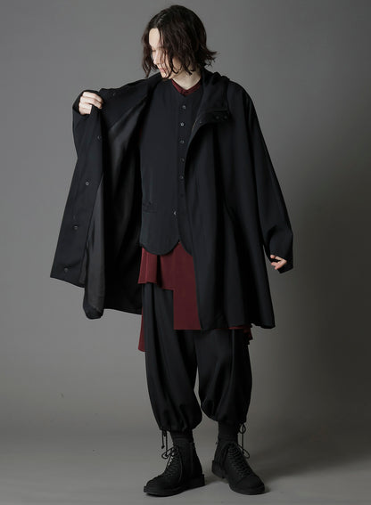W/GABARDINE FRONT OPEN PONCHO COAT