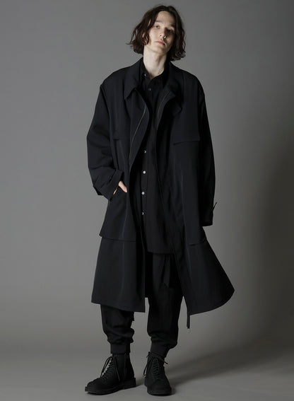 W/GABARDINE OUT POCKET LONG COAT