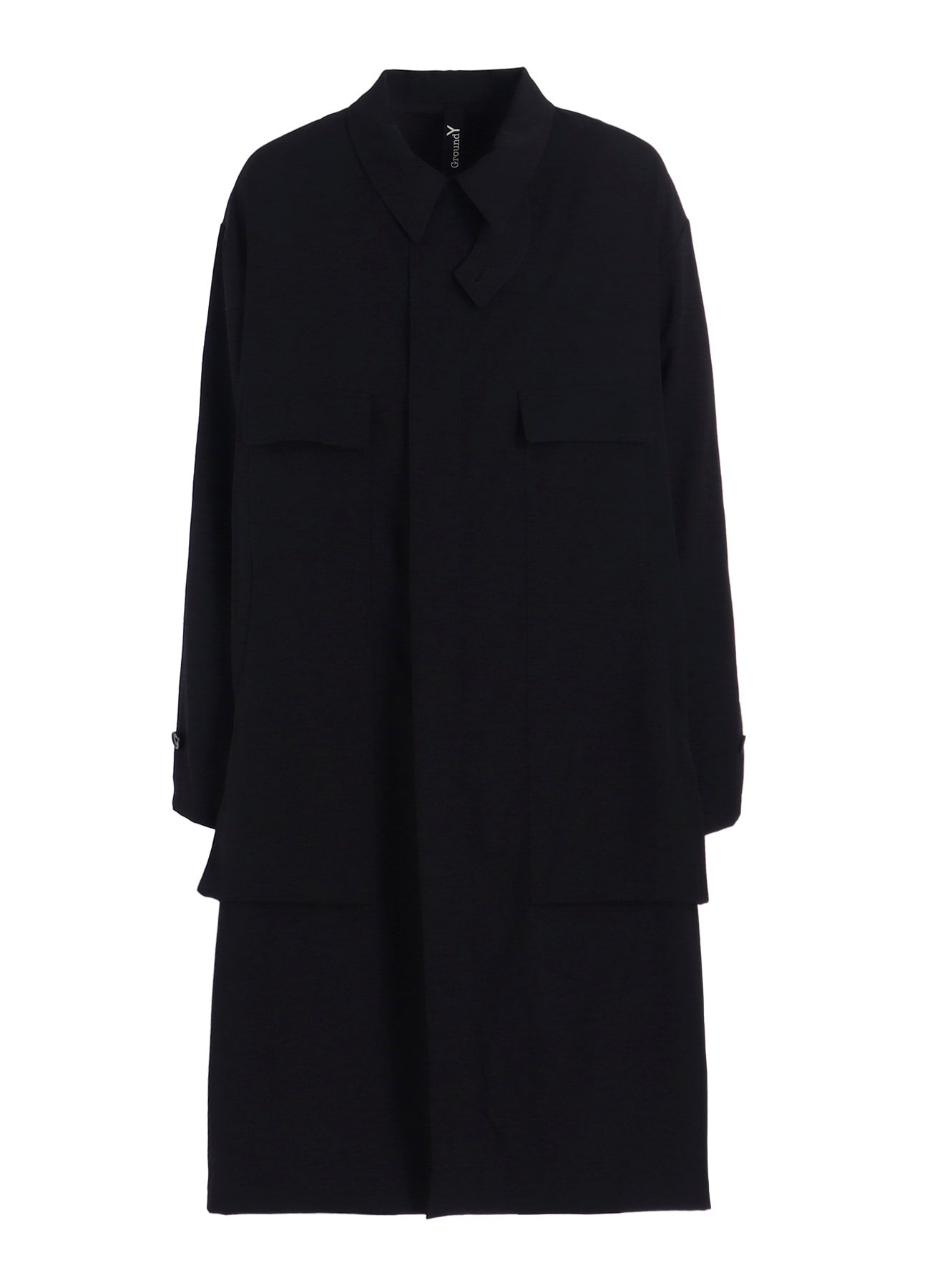 W/GABARDINE OUT POCKET LONG COAT