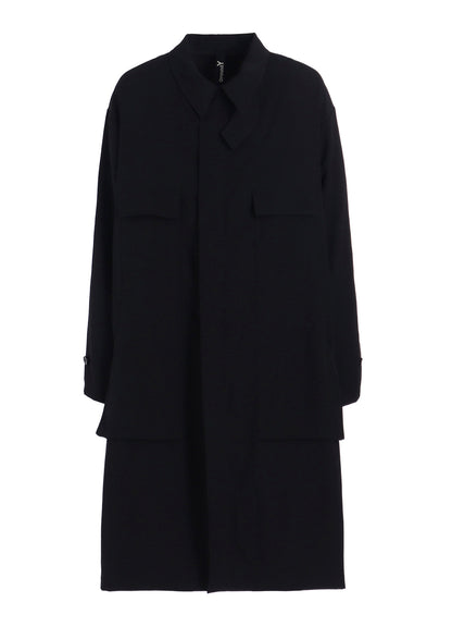 W/GABARDINE OUT POCKET LONG COAT