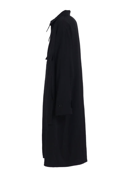 W/GABARDINE OUT POCKET LONG COAT