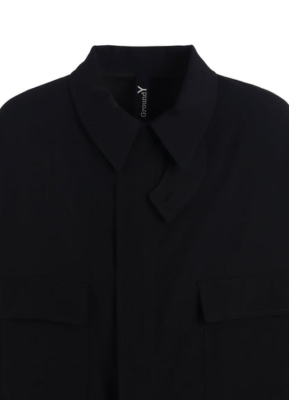 W/GABARDINE OUT POCKET LONG COAT