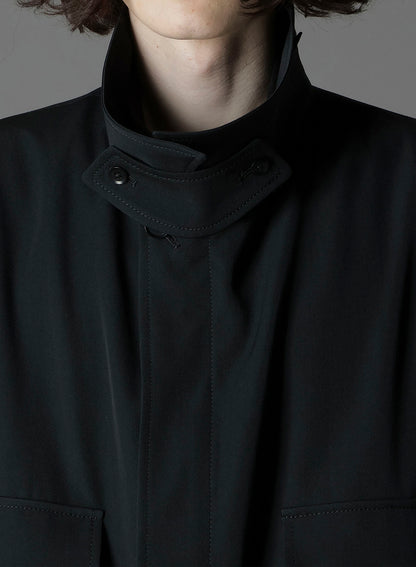W/GABARDINE OUT POCKET LONG COAT