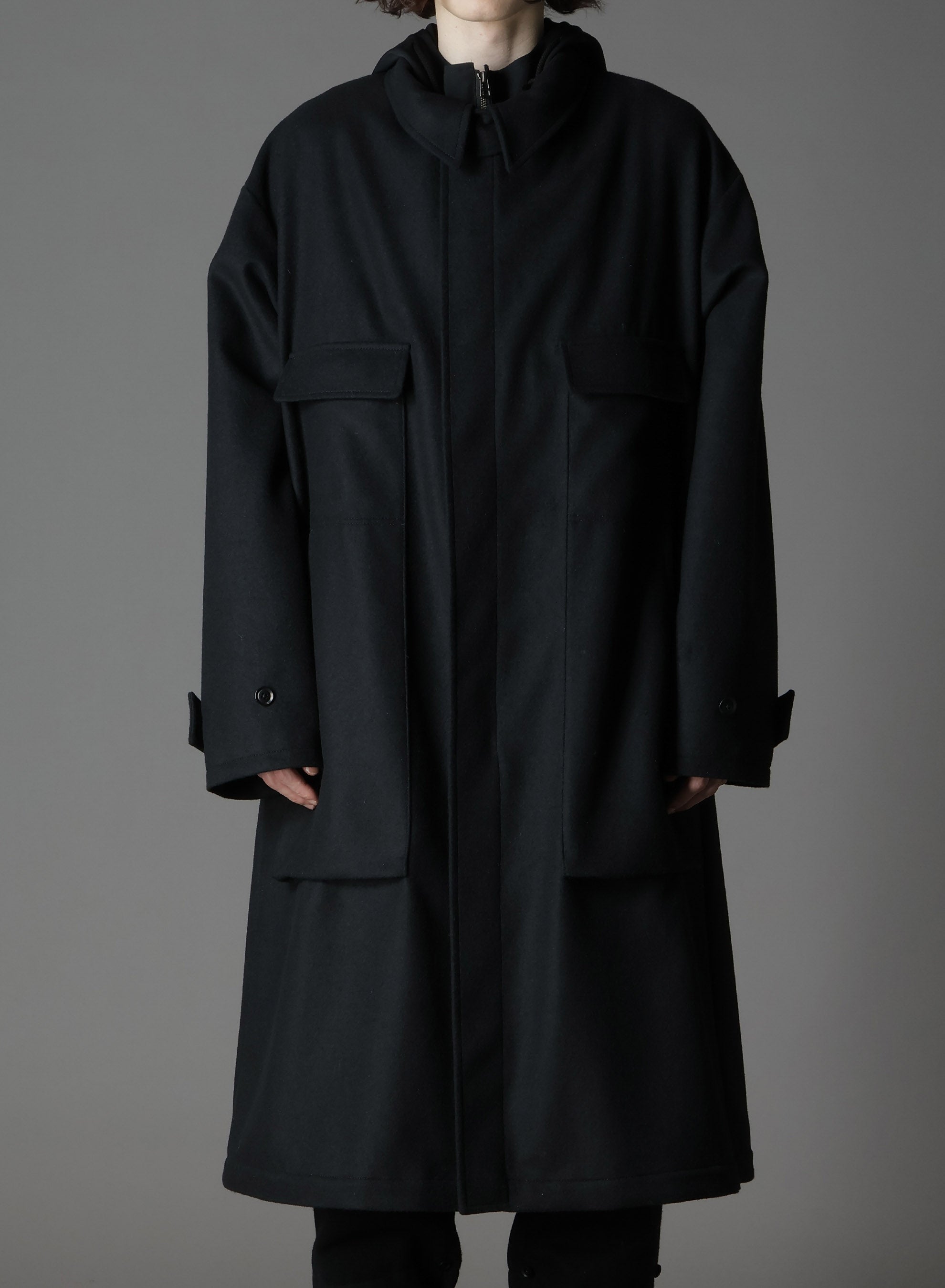 MELTON OUT POCKET LONG COAT – THE SHOP YOHJI YAMAMOTO