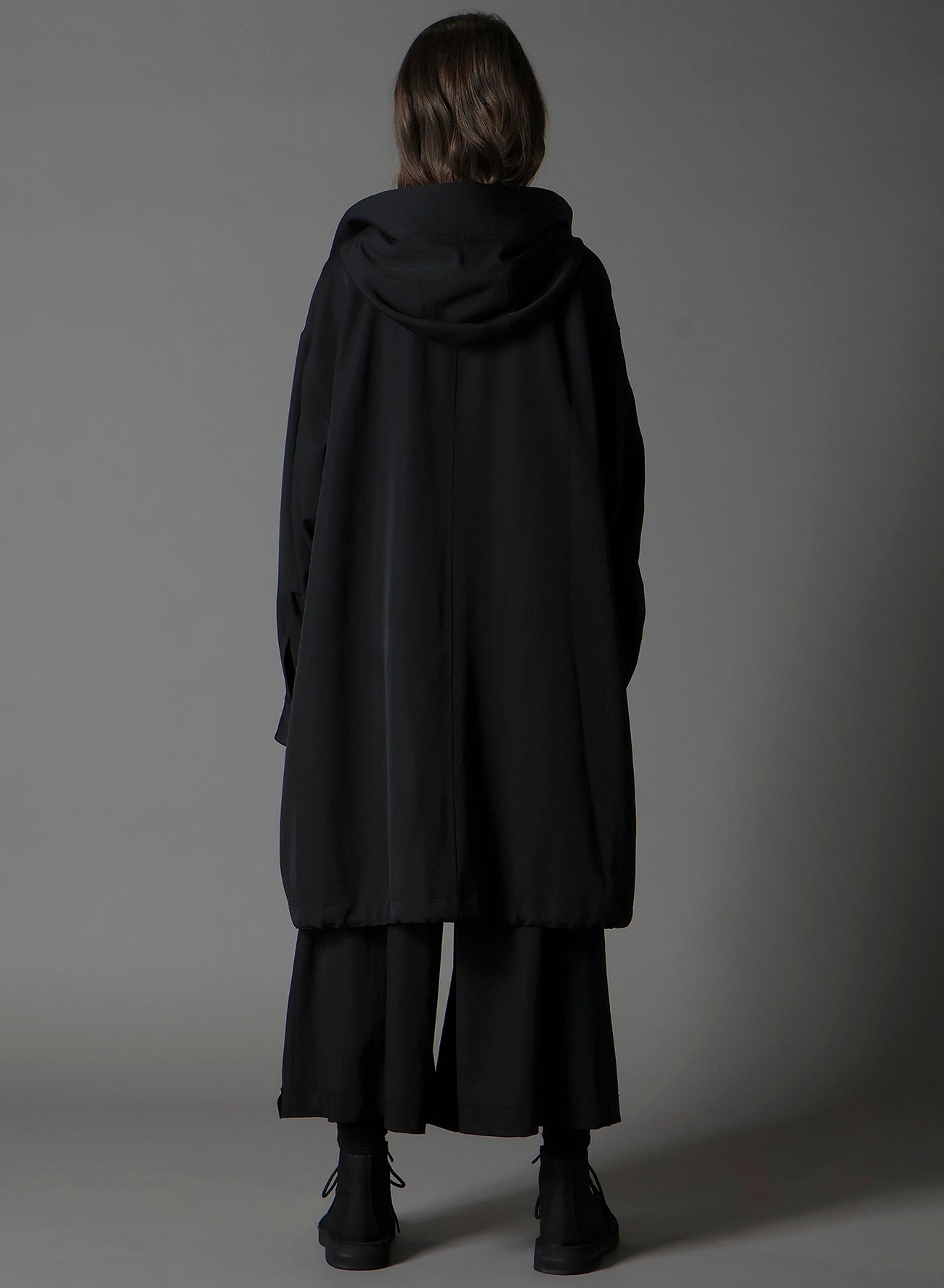 W/GABARDINE HIGH NECK HOODED MODS COAT