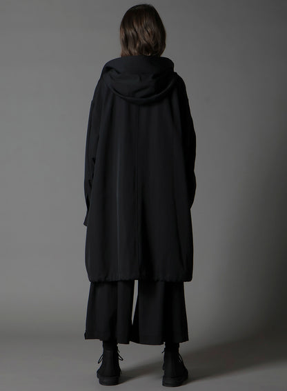 W/GABARDINE HIGH NECK HOODED MODS COAT