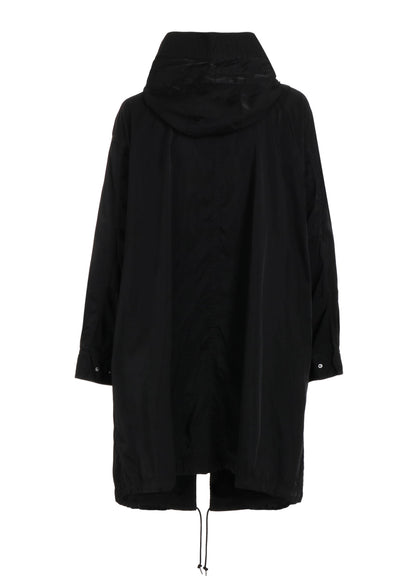 PRODUCT DYED NYLON TEILL+POLYESTER TAFTA HIGH NECK HOODED MODS COAT
