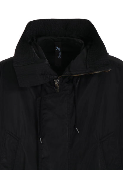 PRODUCT DYED NYLON TEILL+POLYESTER TAFTA HIGH NECK HOODED MODS COAT