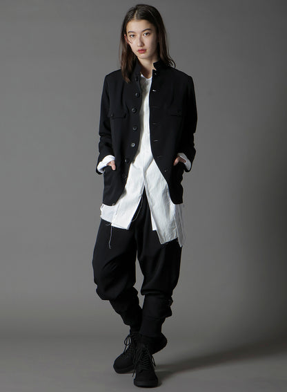 WOOL GABARDINE LADY STAND COLLAR JACKET