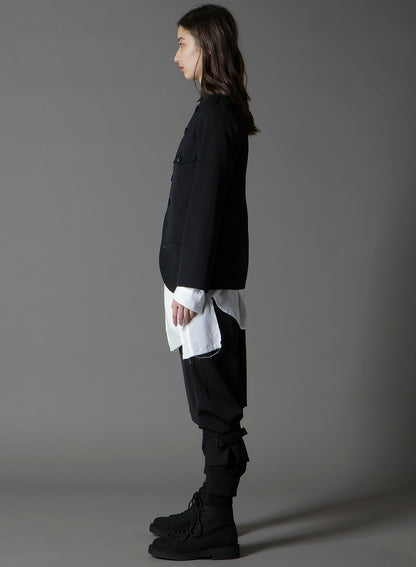 WOOL GABARDINE LADY STAND COLLAR JACKET