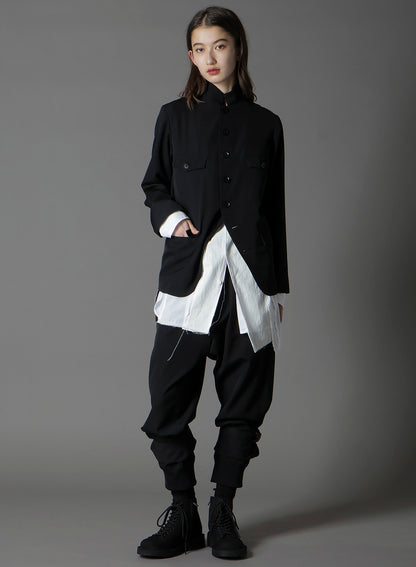 WOOL GABARDINE LADY STAND COLLAR JACKET