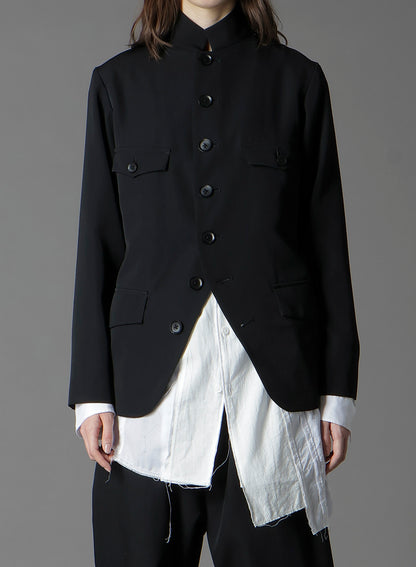 WOOL GABARDINE LADY STAND COLLAR JACKET