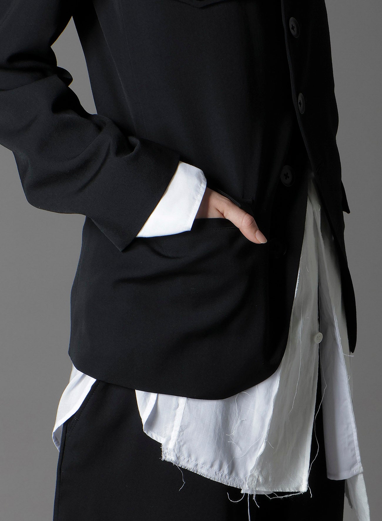 WOOL GABARDINE LADY STAND COLLAR JACKET