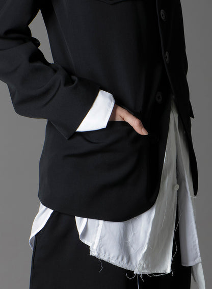 WOOL GABARDINE LADY STAND COLLAR JACKET