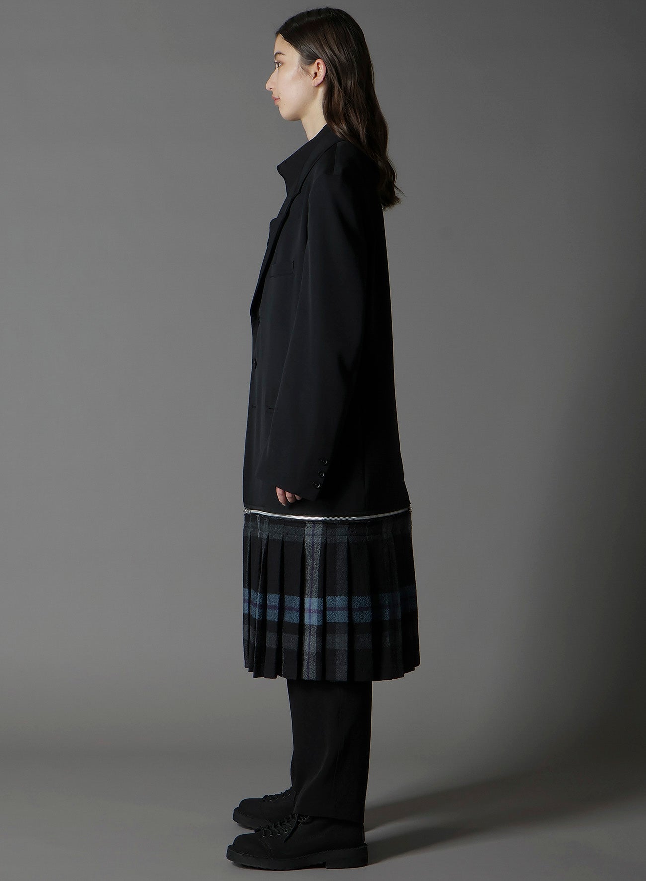 W/GABARDINE DOUBLE GAUZE PLEATED JACKET W/ TAB