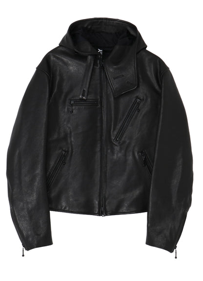 LAMB VEGETABLE HOODED LEATHER JACKET