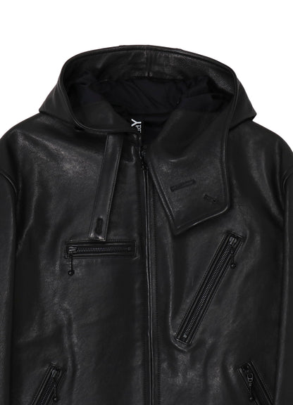 LAMB VEGETABLE HOODED LEATHER JACKET