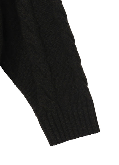 FINE MERINO WOOL CABLE SWITCH UNBALANCE PULLOVER