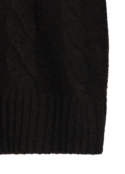 FINE MERINO WOOL CABLE SWITCH UNBALANCE PULLOVER
