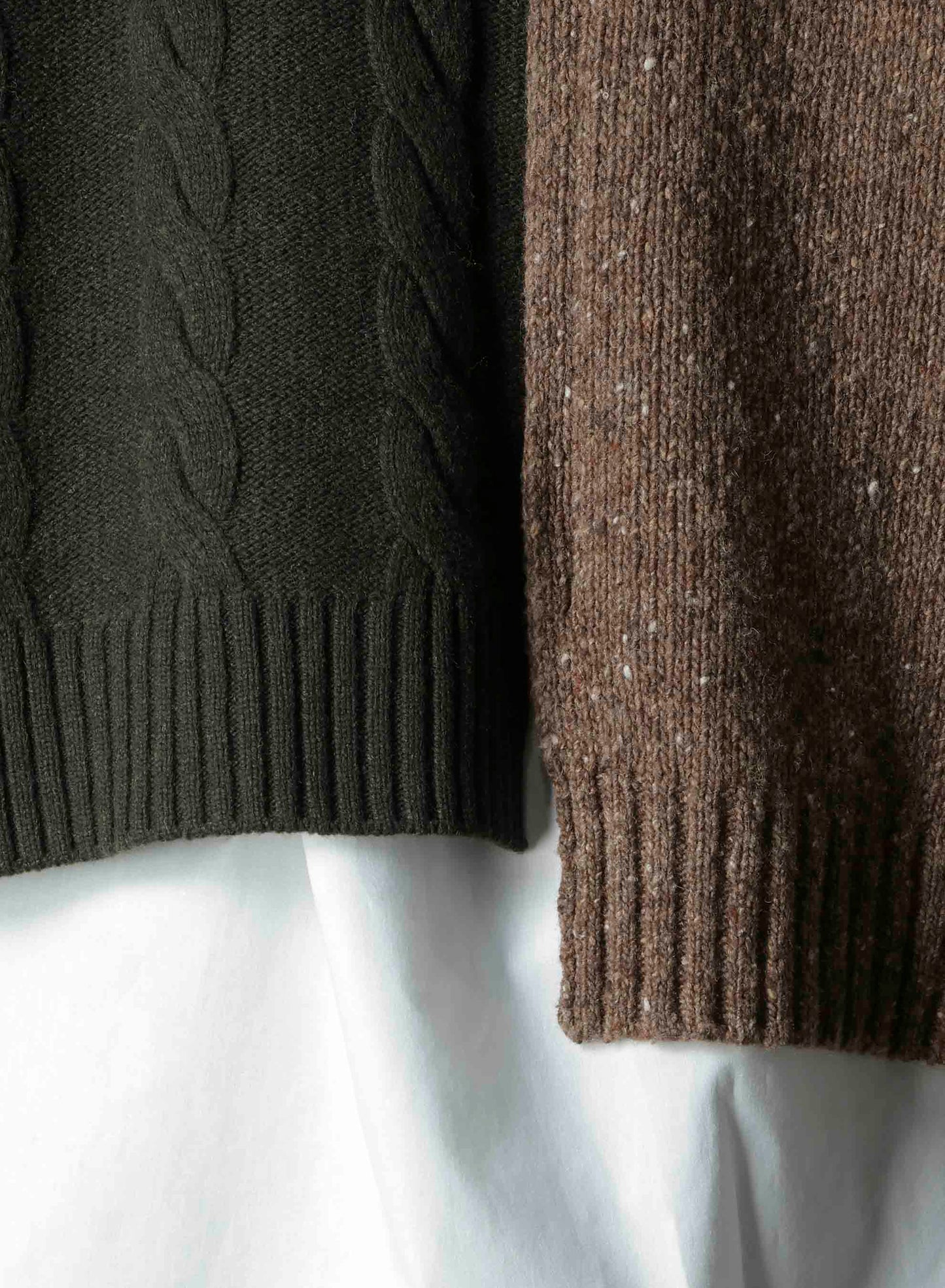 FINE MERINO WOOL CABLE SWITCH UNBALANCE PULLOVER