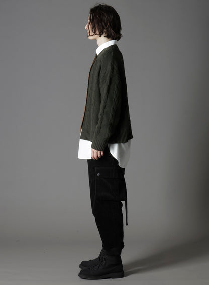 FINE MERINO WOOL CABLE SWITCH UNBALANCE PULLOVER