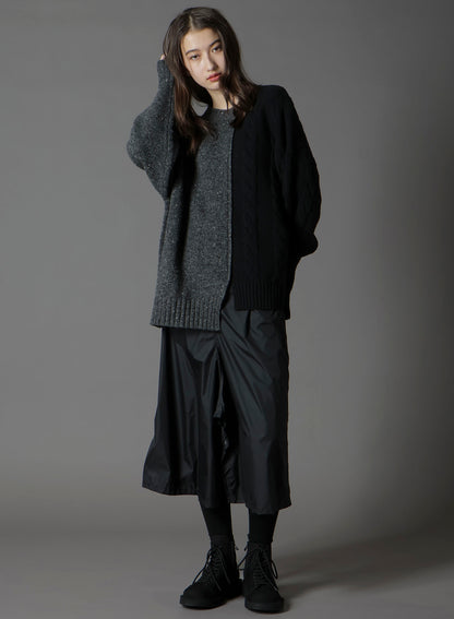 FINE MERINO WOOL CABLE SWITCH UNBALANCE PULLOVER