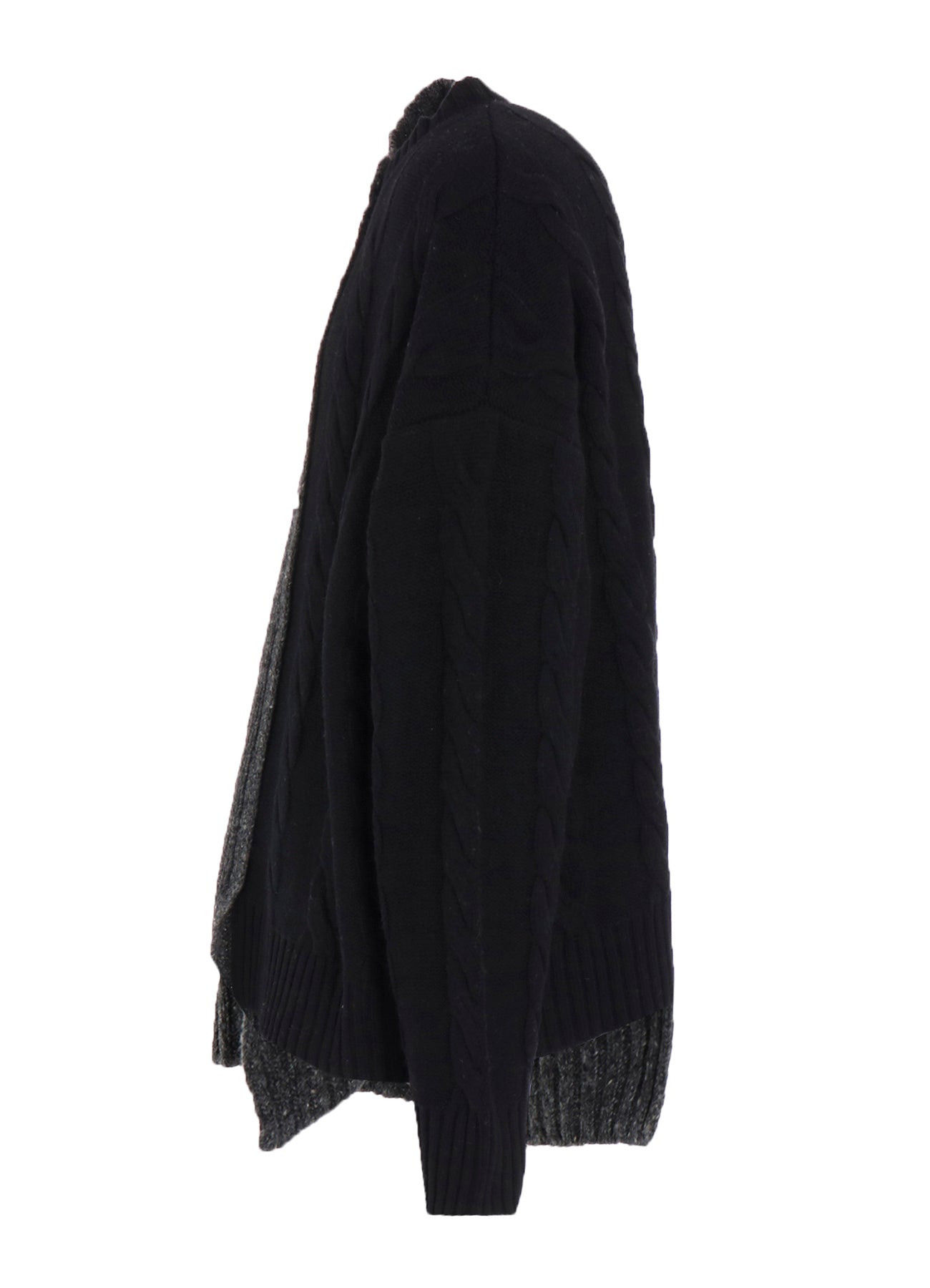 FINE MERINO WOOL CABLE SWITCH UNBALANCE PULLOVER