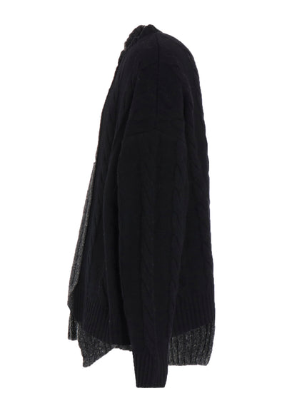 FINE MERINO WOOL CABLE SWITCH UNBALANCE PULLOVER