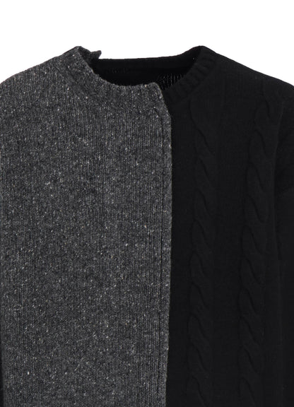 FINE MERINO WOOL CABLE SWITCH UNBALANCE PULLOVER