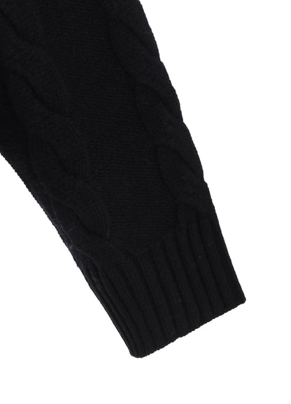 FINE MERINO WOOL CABLE SWITCH UNBALANCE PULLOVER