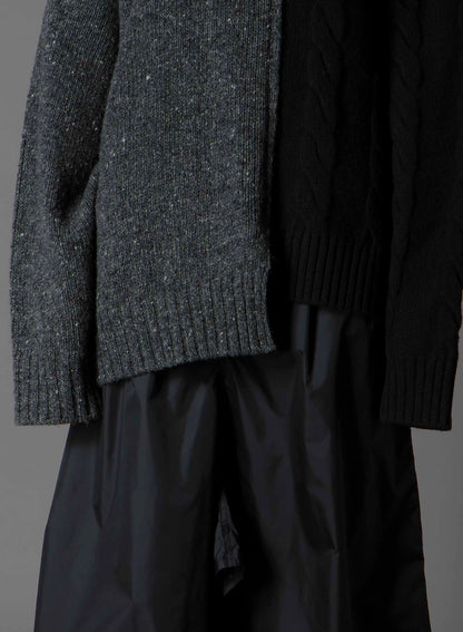 FINE MERINO WOOL CABLE SWITCH UNBALANCE PULLOVER