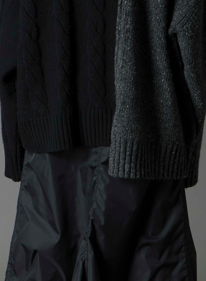 FINE MERINO WOOL CABLE SWITCH UNBALANCE PULLOVER