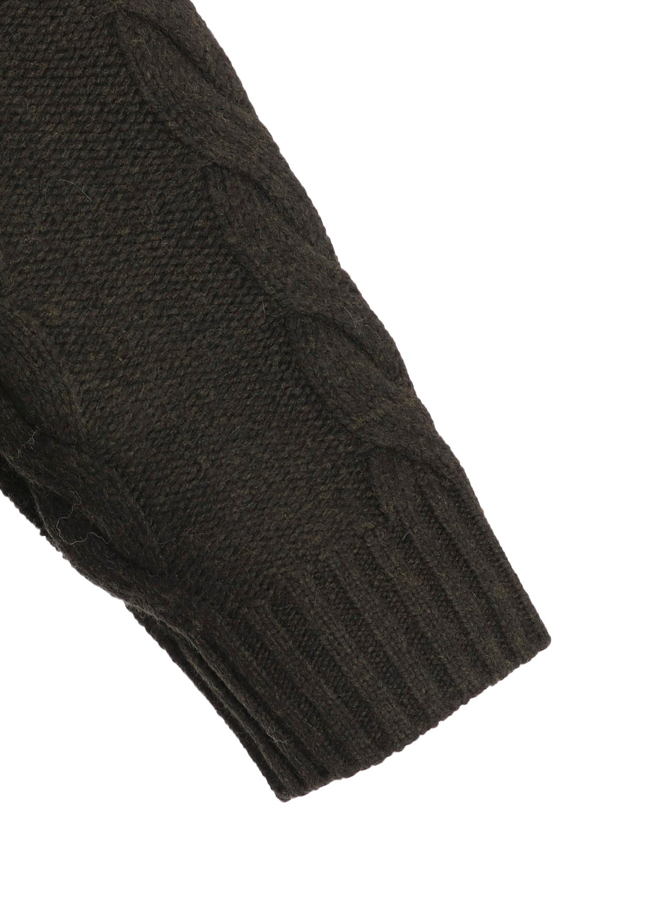 FINE MERINO WOOL CABLE SWITCH UNBALANCE HOODIE